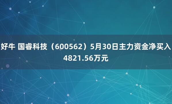 好牛 国睿科技（600562）5月30日主力资金净买入4821.56万元