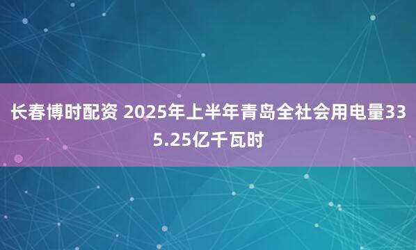 长春博时配资 2025年上半年青岛全社会用电量335.25亿千瓦时
