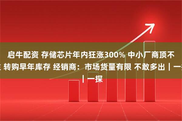 启牛配资 存储芯片年内狂涨300% 中小厂商顶不住 转购早年库存 经销商：市场货量有限 不敢多出｜一探